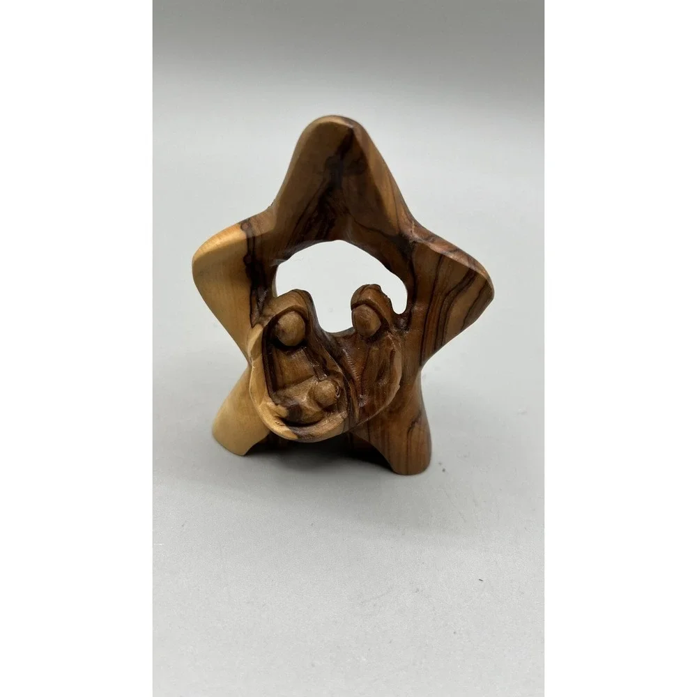 Holy Family Star Olive Wood Hand Carved‎ Figurine Nativity Scene Holy Land 2016